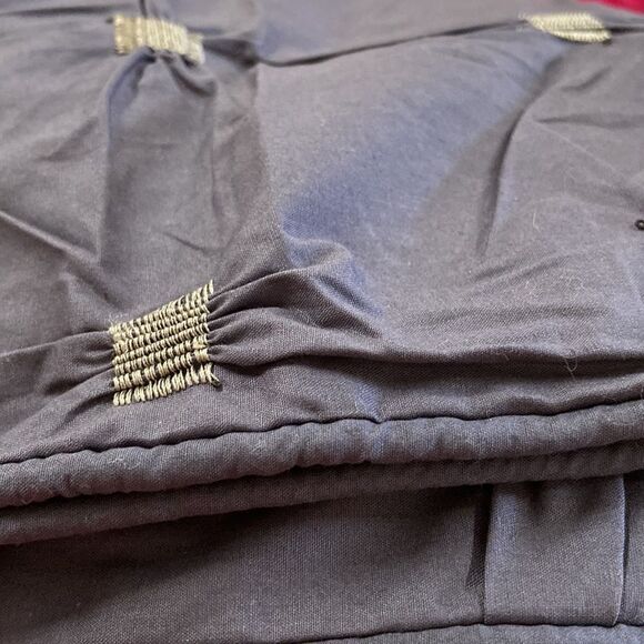 - INK+IVY Jane Cotton Percale Embroidered Ruched European Sham. Color:Navy - Picture 3 of 3